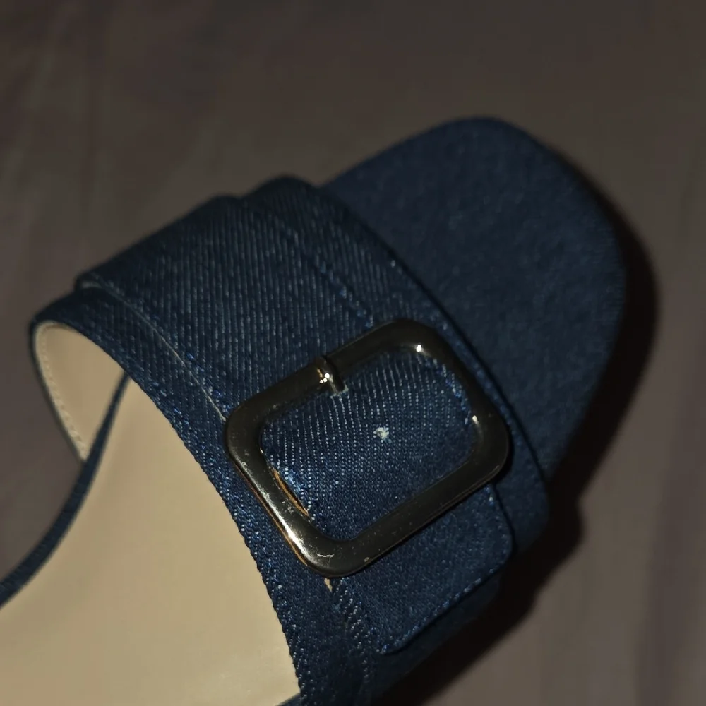 LOFT Denim Women's Slide Sandal with Gold Buckle - Picture 3 of 5